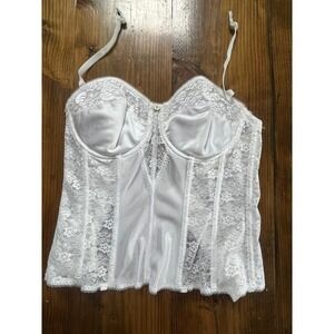 Dominique 8949 Colette White Lace Bridal Basque Corset Longline Bra 36D